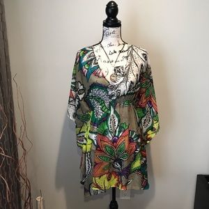 Chiffon floral kaftan cover up size M